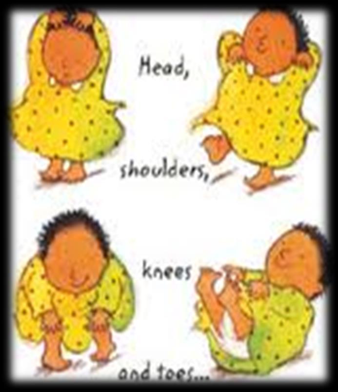 This month the children enjoyed learning the following songs: Head Shoulders Knees and Toes Head, shoulders, knees and toes, Knees and toes.