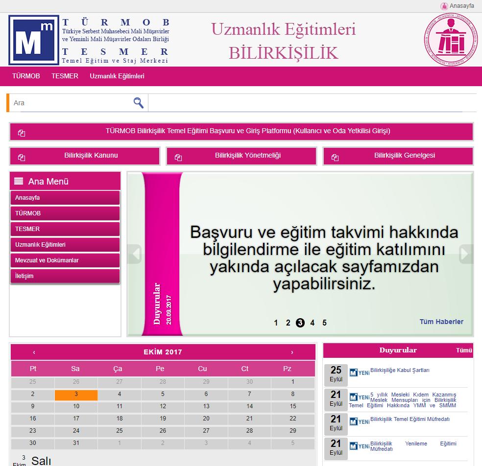 TÜRMOB Bilirkişilik Temel Eğitimi web sitesi