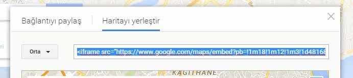 Şekil 22- Google Maps Açılan ekranda Şekil 23'te gösterildiği gibi harita yerleştir seçip orta yazan kısımdan özel boyutu seçiniz,