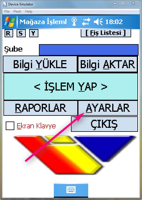 UYGULAMA AYARLARLARI Giriş ekranında butonuna tıklanır. Yönetim şifresi girilir ve ardından TAMAM butonuna tıklanır.