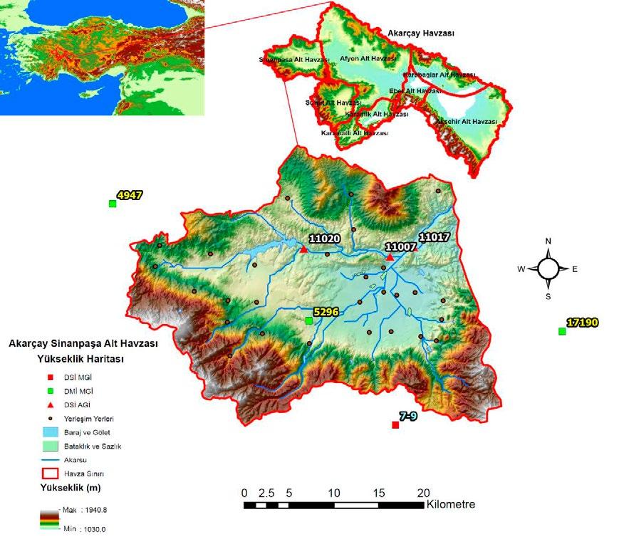 Şekil 1 Sinanpaşa Alt Havzası coğrafi