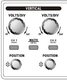 Dijital Osiloskop Kullanımı DİKEY EKRAN AYARLARI VOLTS/DIV (CH1, CH 2): Ekrandaki dalga biçiminin dikey ölçeğini ayarlar.