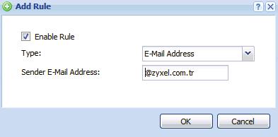 AntiX Menüleri 69 Biz zyxel.com.tr uzantılı mail adreslerinden gelen mailleri kara listeye ekleyelim.