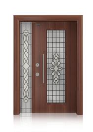 Otantika Vk-03 Villa Door with Stained-glass Vitraylı Villa Kapıları Leaf front face has registered design
