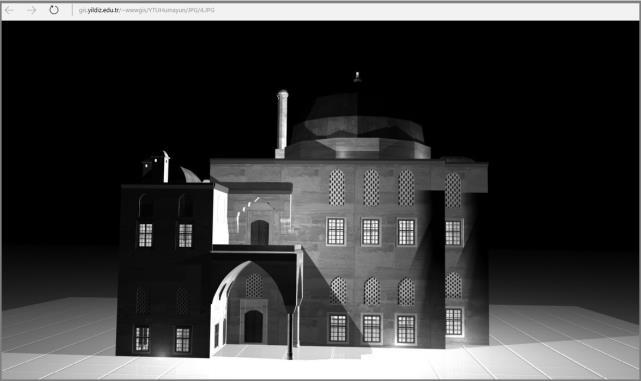 CityEngine Web Viewer ile veri aktarımı Veri aktarımından sonra İnşaat Fakültesi binasının üç boyutlu modelinin