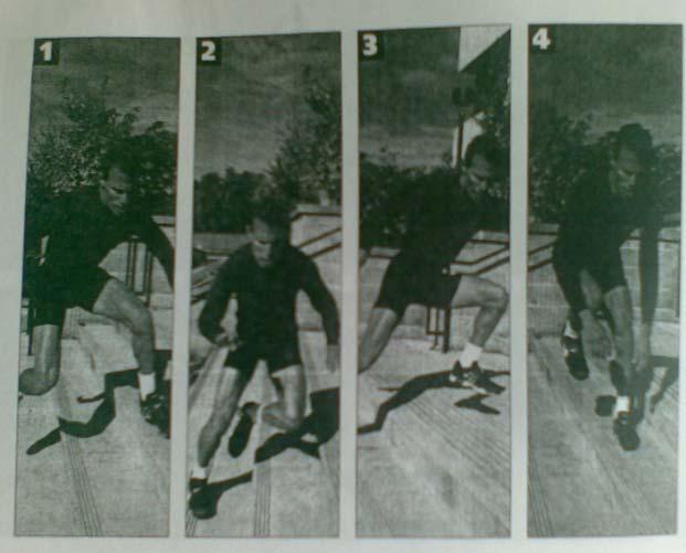 Resim 28: Değişimli basamak sıçraması 16. Yan Basamak Sıçraması Tanım: Basamak sıçramalarının yana yapılan versiyonudur. Hareket Sıralaması: Vücut basamaklara yan duracak şekilde pozisyon alır.