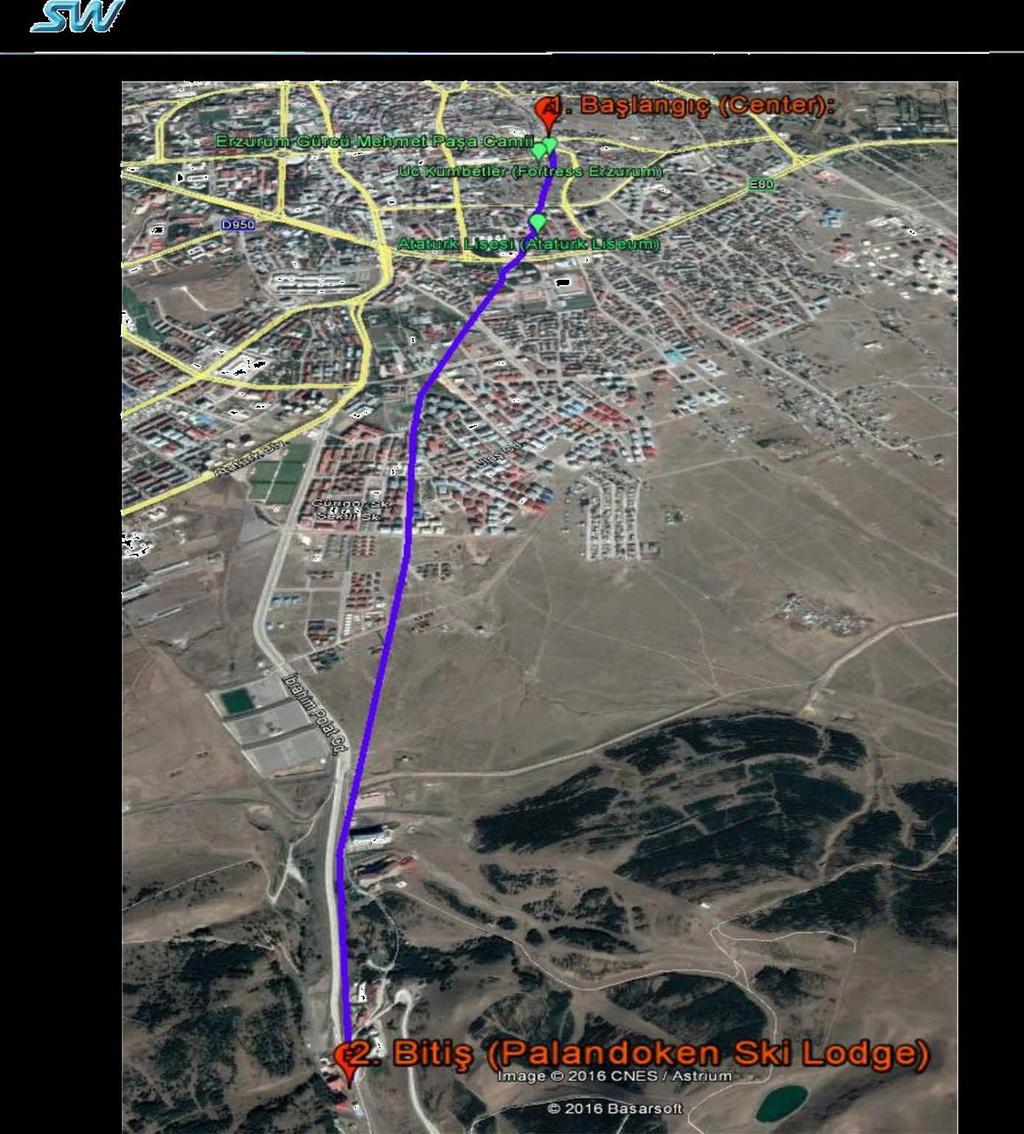 Resim 1.Yol Güzergahı Şeması «Erzurum Palandöken Kayak Merkezi» (varyant) 6.