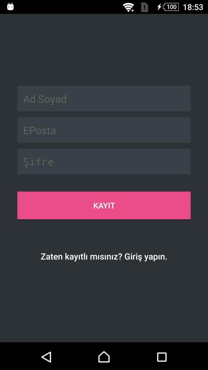 Örnek kodlar: https://gist.github.com/bulentsiyah/56b8e5cb5c46f89e443b9456872476b3 3.b. Giriş ve kayıt işlemleri Bu tip ekranlarda görsel uyumluluk, sade ve kolay kullanım yeterlidir.