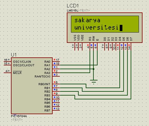 Hitech PIC- C: Hazır fonksiyon kullanarak 4 bitlik LCD ye yazı yazmak Kod Değişikliği: Hitech klasörünün