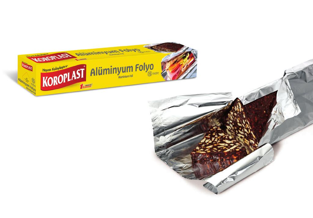 Alüminyum Folyo Aluminium Foil 15 Gıdaların korunmasında pratik çözüm... KOROPLAST Alüminyum Folyo, gıdaların dış etkilerden korunmasında kullanılır.