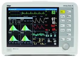 Inﬁnity Delta XL MT-8848-2006 12,2" (310 mm) renkli ekranıyla Delta XL monitör, hem yatak başında hem de nakil sırasında hastaları kesintisiz olarak izleyebilir, bu sayede de ayrı nakil