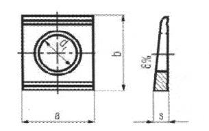 25 DIN 434 SQUARE TAPER STEEL WASHER FOR CHANNELS KARE U PUL SCHEIBEN VIERKANT FÜR U TRAGER M8 M10 M12 M16 M20 M22 M24 M27 Hole dia / Delik çap Outside mea / D fl ölçü Thickness / Et kal nl Weight /