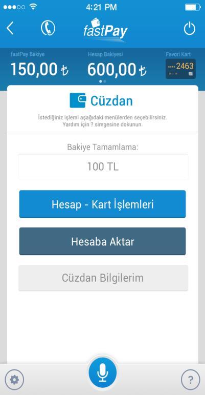 Cüzdan Menüsü Başka bankalara ait Kredi Kartı