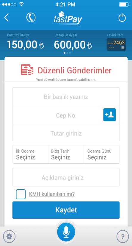 Düzenli Gönderimler İstediğiniz kişinin cep telefonu