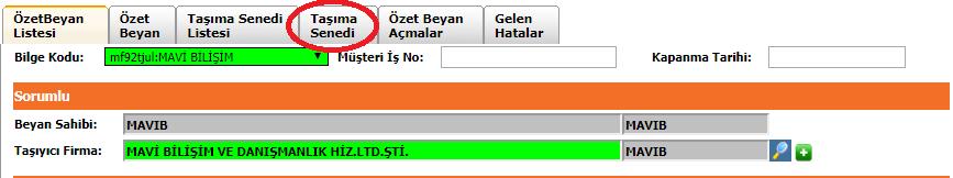 Kaydet butonuna basıldıktan sonra altta Taşıtın Uğrak Ülkeleri satırı açılır.