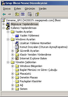 kullanılır. Windows Settings (Windows Ayarları): Bu ayarlar Etki alanındaki kullanıcıların windows ayarları için kullanılır.