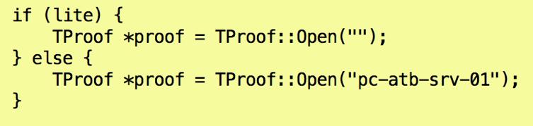 ortam: proof vs prooflite Prooflite 1 makinada çalışır. çalıştırmak için ek programa gerek yok. 16 kütükler $HOME/.proof altındadır Proof N makinada çalışır.