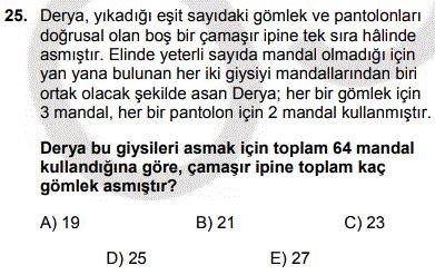 O halde toplam mandal sayısı; x x x 1 Ortak mandalları iki defa