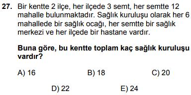 TYT 018 ÖRNEK SORULAR (ÖSYM-0.1.017) Birinci gün 100 0 70 şeker; İkinci gün 70 5 45 şeker; Üçüncü gün 45 0 5 şeker kalmıştır.