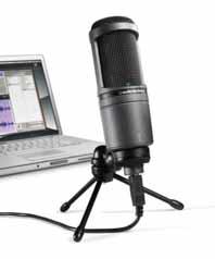 Bir USB dijital çıkış ile donatılan AT2020USB; ev stüdyo kaydı, podcasting, saha kaydı ve ses senkronizasyon kullanımı için stüdyo kalitesinde hareket kolaylığı ve rahatlık sunmaktadır.
