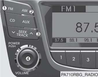 Arac n z n özellikleri RADYO, AYAR, SES fi DDET ve SES KONTROLÜ nün kullan lmas 1. Tuflu FM moduna döner ve dü meye her bas - l flta FM1 ve FM2 olarak de iflir. 2.