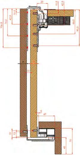 KFS 001 Kapak frenleme mekanizması Soft close mechanism 020 İç kapak alt kılavuz 020 Internal door bottom guide Dış kapak üst makara External top roller İç kapak üst makara Internal top