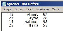 txt", "w"); puts("ogrenci bilgileri giriniz:"); while( i<n ) { printf("%d. ogrencinin numarasi: ",i+1); scanf("%d",&no); printf("%d.