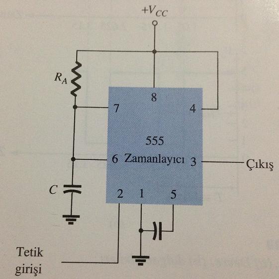 1.2. Tekkararlı Çalışma: Aşağıdaki bağlantı Tekkararlı Çoklu Titreşici (Monostable