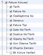 Şekil 16 Alıcı Fatura Alanı Fatura Künyesi Faturanın içeriğinde bulunan aşağıdaki alanlardan isteğe bağlı olarak yaygın kullanımı olan alanlar hariç ekleme çıkarma işlemi yapılabilir.