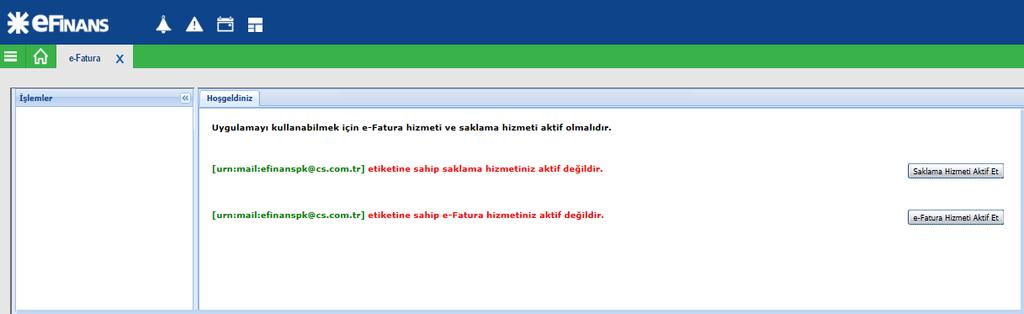 Şekil 50 Zarf Durumu Sorgulama Ekranı Şekil 51 Zarf Durumu Sorgulama Bilgilendirme Mesajı Ekranı 5 e-fatura e-fatura ekranında aktivasyon, fatura alma -