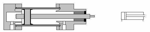 5: Tek etkili silindir ve sembolü İki yönden iş gören silindirlerdir. Piston kolunun her iki yöne hareketi basınçlı hava ile sağlanır.
