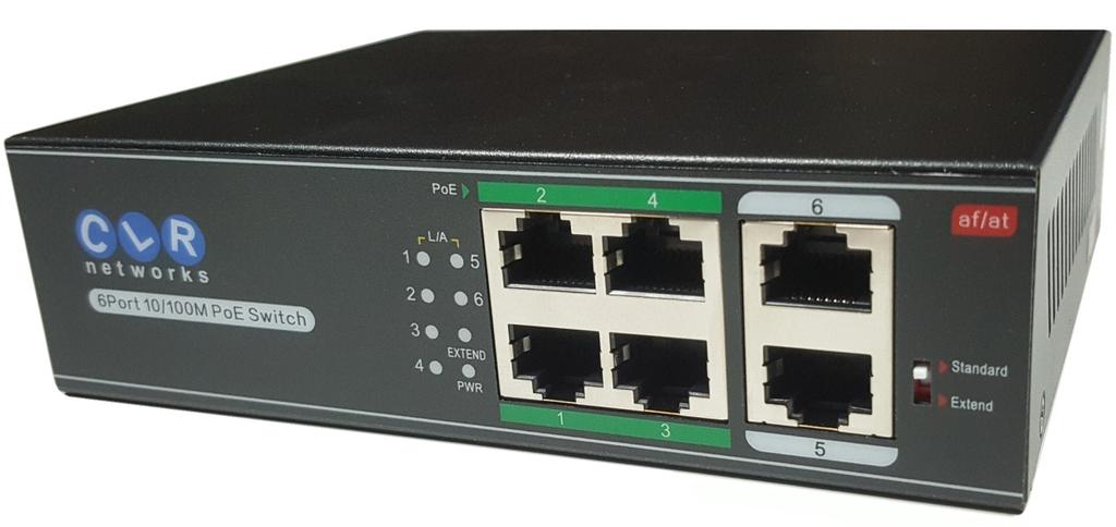 10/100Mbps Fast Ethernet switchtir. POE destekli CCTV Güvenlik kameraları, IP telefon sistemleri ve Access pointlerde PD Cihazlara data ve enerji sağlamak için kullanılır.