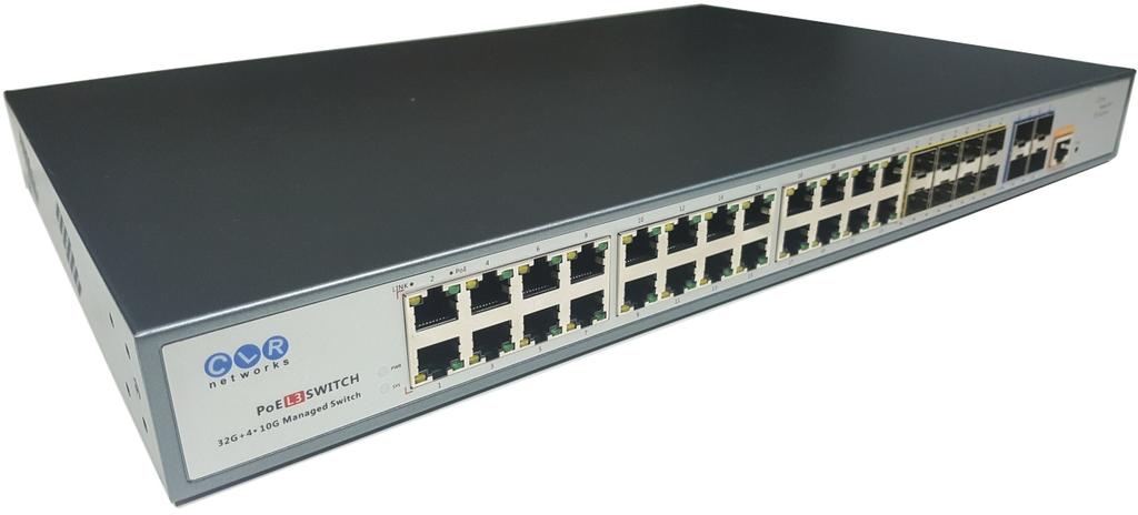 Gigabit ) ve 4 adetde SFP+ ( 10G SFP+, 2.5G SFP+ Fiber Channel ve Gigabit ve 100Base-FX ) portu olan toplam 36port rack tipi yönetilebilen L3 omurga ağ anahtarıdır.