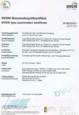 DIN 16963-5...Pipe Joints and Elements for High Density Polyethylene (HDPE) Pressure Pipelines (General Quality Requirements, Testing) ASTM 1055.