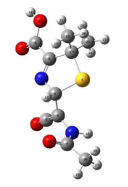 Benzen halkasına bağlı olan oksijenin elektronegatifliğinden dolayı benzen halkası gruptan ayrılmıştır ortaya çıkan penisilin molekülü fragman 3(F3) olarak adlandırılmıştır.