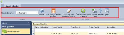 2.1.1. ÜRETİME GÖNDER Tiger muhasebe programına girilen siparişler FİTAP programına aktarılmışsa kullanıcının karşına düşer ve verilen siparişlerin takibini sağlar.