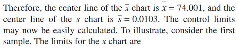 Alınan ilk örneklem için (n = 5) X-ort ve S