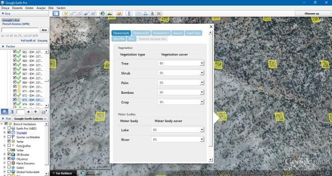 Şekil 5. Collect Earth arayüzü Google Earth Engine Playground; Amaca yönelik araziye ilişkin grafiksel veri penceresidir.