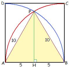 PB = BC olur ki, PBC ikizkenar üçgendir. m(bpc)=m(bcp)=75 o dir. PA ve PB ait oldukları çemberlerin yarıçaplarıdır.