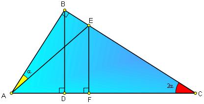 ABC dik üçgeninde; AB BC, m(acb)=.m(bae) BD AC, EF AC ABC üçgeninde; mc=90 o BD = 3 AC, AE = 3 CD [AD] [BE]={O} ise m(aoe) kaç derecedir?