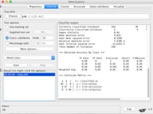 Şekil 3. Classifier Output Ekranı Classifier Output ekranındaki Run Information bölümü size kullandığınız algoritmayı, veri setinizin ismini, kaç veriniz ve özellik bilgiliniz olduğunu verir.