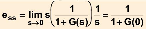 birliği: H(s)=1 Kararlı durum hatası
