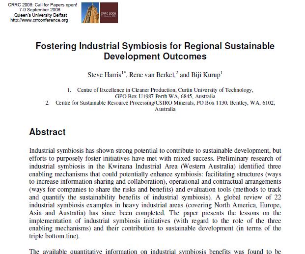 Endüstriyel Simbiyoz ve Sürdürülebilirlik Avusturalya da