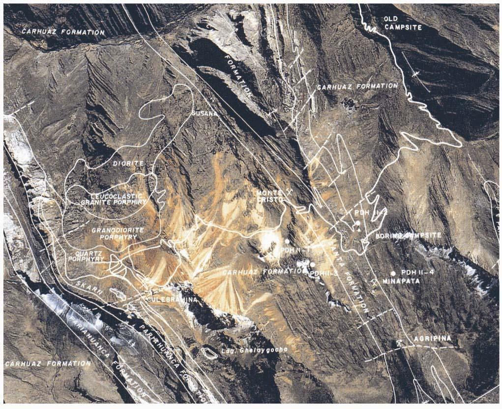 Fig.20 satellite image of Zn-Pb skarn deposit in Peru, south America.