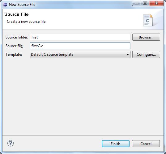 File New Source file seçimleriyle C kaynak dosyanızı şu şekilde