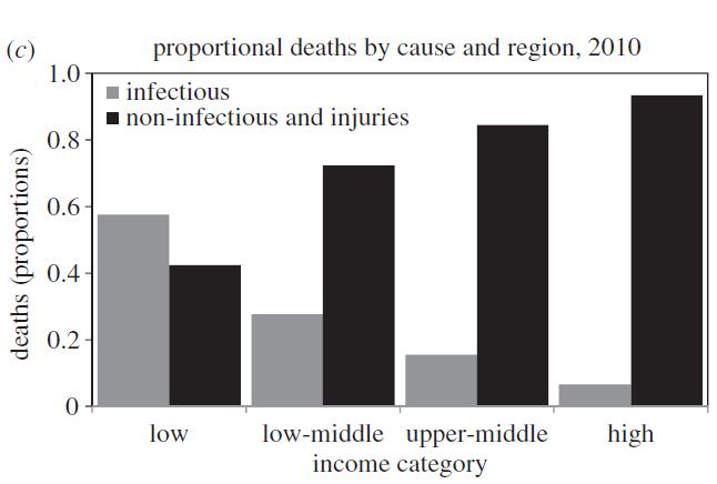 Gelire göre enfeksiyon ve enfeksiyon dışı nedenler ile ölüm Düşük gelirli