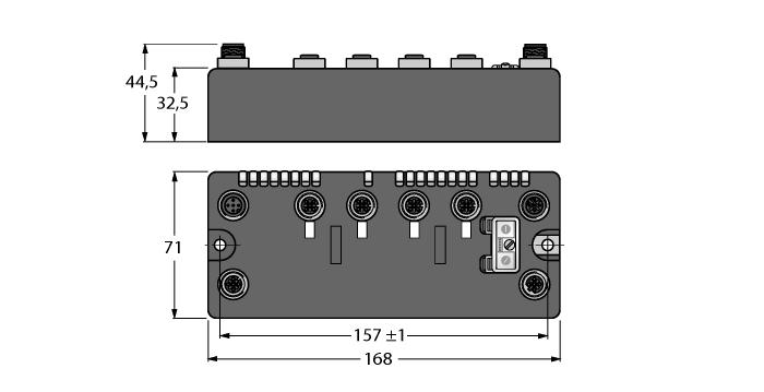 On-Machine kompakt fieldbus I/O blokları CANopen slave 10, 20, 50, 125, 250, 500, 800, or 1000 kbps Two 5-pin M12 male receptacles for fieldbus connection 2 rotary coding switches for node-address IP