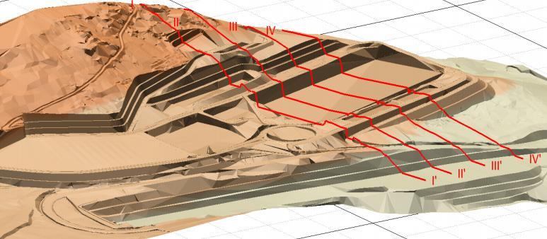 Bu çalışmada deprem ve patlatma kaynaklı duraysızlık gelişmesi durumunda çalışma alanında en çok etkilenecek dört adet şev güzergahı seçilmiştir (Şekil 1).