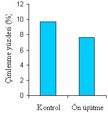 Şekil 4.19. Ön üşütme uygulamasının deve dikeni (Alhagi camelorum Fisch.) tohumlarının çimlenmesine etkisi Üstüner (2002), ön üşütme işlemi ile deve dikeni tohumlarında çimlenmenin % 1.33 den % 1.