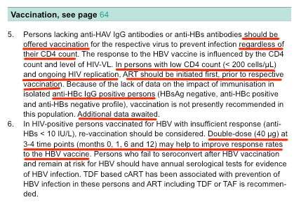Anti-HAV IgG ve Anti-HBs negatif tü hastalar CD4 sayısı a akıl aksızı aşıla alı Izole Anti-HBcIgG + olguları aşıla asıyla ile ilgili veriler yetersiz